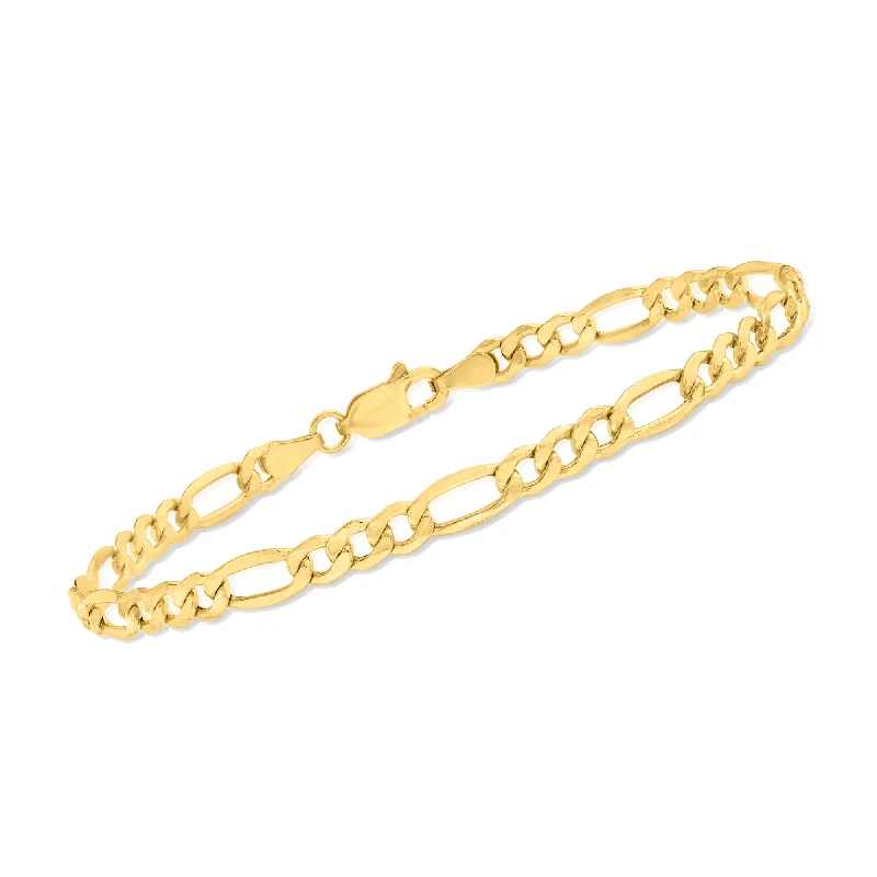 Ladies elegant gold bracelets -Ross-Simons 4.2mm 14kt Yellow Gold Figaro-Link Bracelet