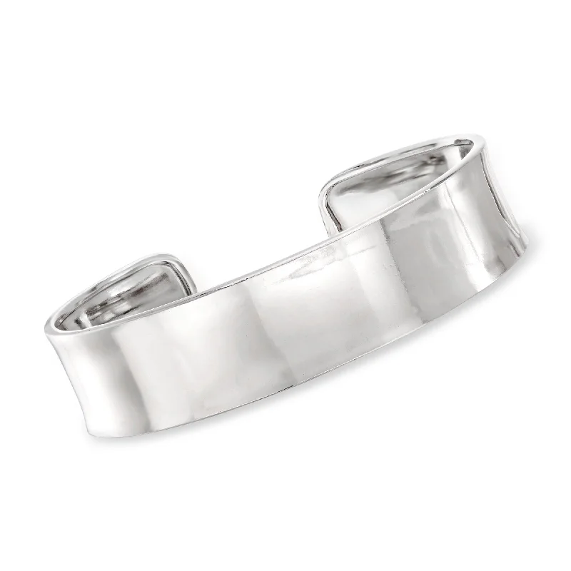 Elegant diamond bracelets for women -Ross-Simons Italian Sterling Silver Polished Cuff Bracelet