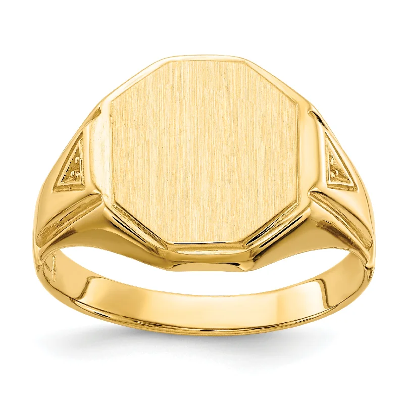 ladies rings two tone metal -14K Yellow Gold 12.5X11.5mm Open Back Diamond Men'S Signet Ring Mounting