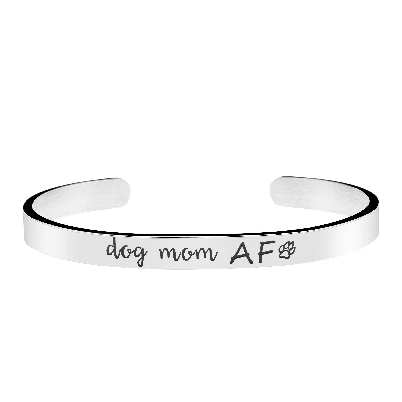 Simple silver charm bracelets for women -Dog Mom AF Bracelet Pet Animal Lover Jewelry