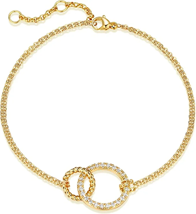 Classic tennis bracelets for women -18k Gold Interlocking Bracelet