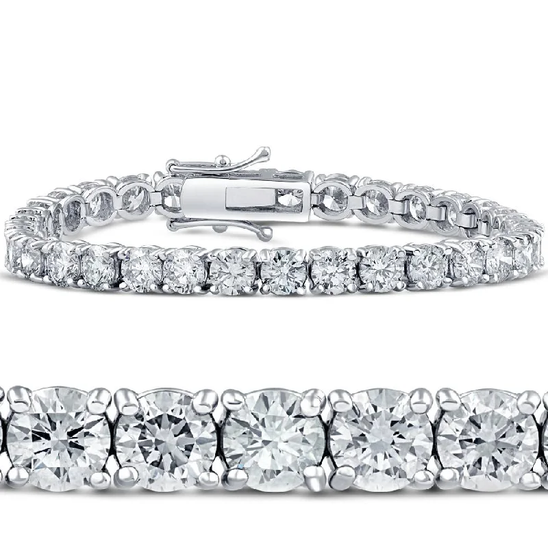 Minimalist bangle bracelets for ladies -13 1/2Ct TW Round Diamond 7" Tennis Bracelet 18k White Gold Lab Grown