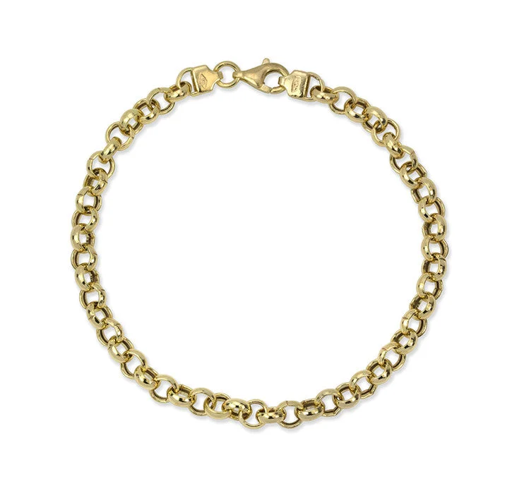 Minimal gold bangle bracelets for women -14K Rolo Link Bracelet