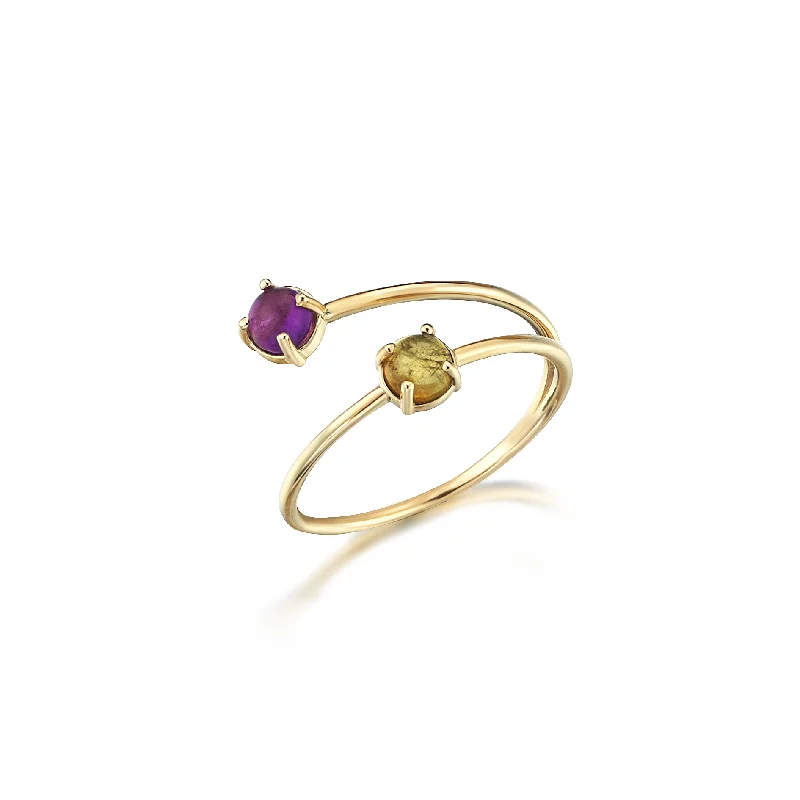 ladies rings with engraving detail -Amethyst & Citrine Ring