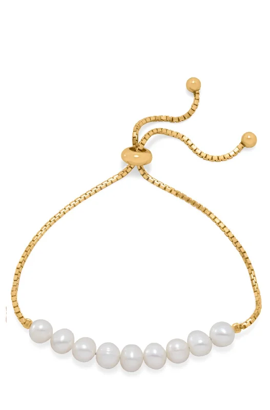 Ladies star charm bracelets -18k Gold Multi Pearl Bracelet