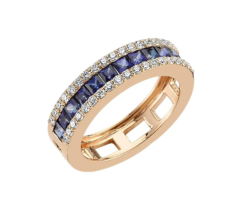 ladies rings with black diamond -MONDRIAN GOLD DIAMOND SAPPHIRE RING