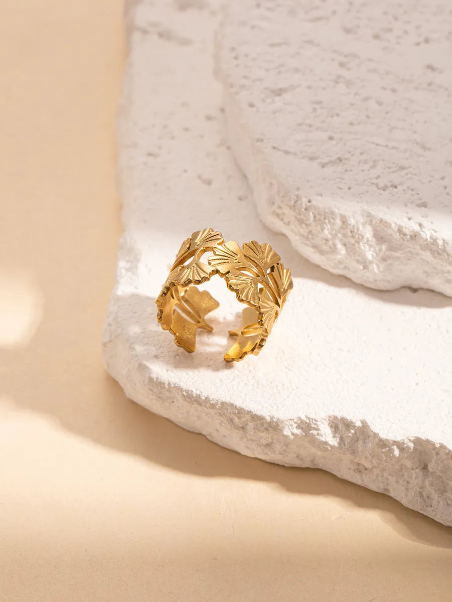 Ginkgo Leaf Gold Plain Ring