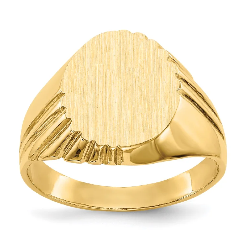 ladies rings heart shaped romance -14K Yellow Gold Men's signet Ring