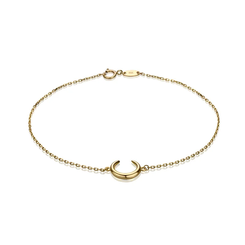 Ladies minimalist bracelets -10K Yellow Gold Half Moon Bracelet