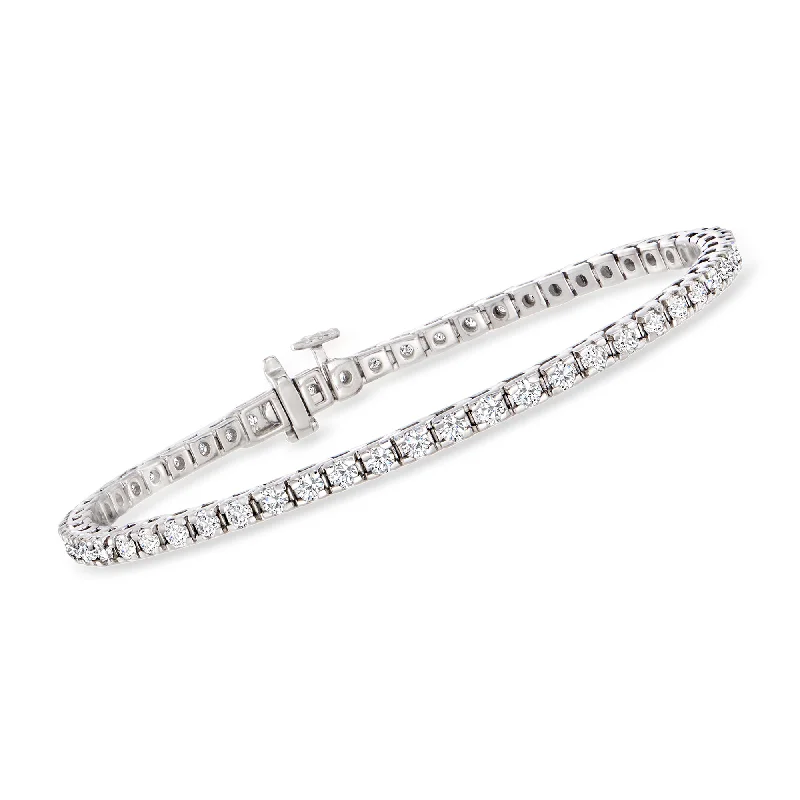 Ladies retro style bracelets -Ross-Simons Diamond Tennis Bracelet in Sterling Silver