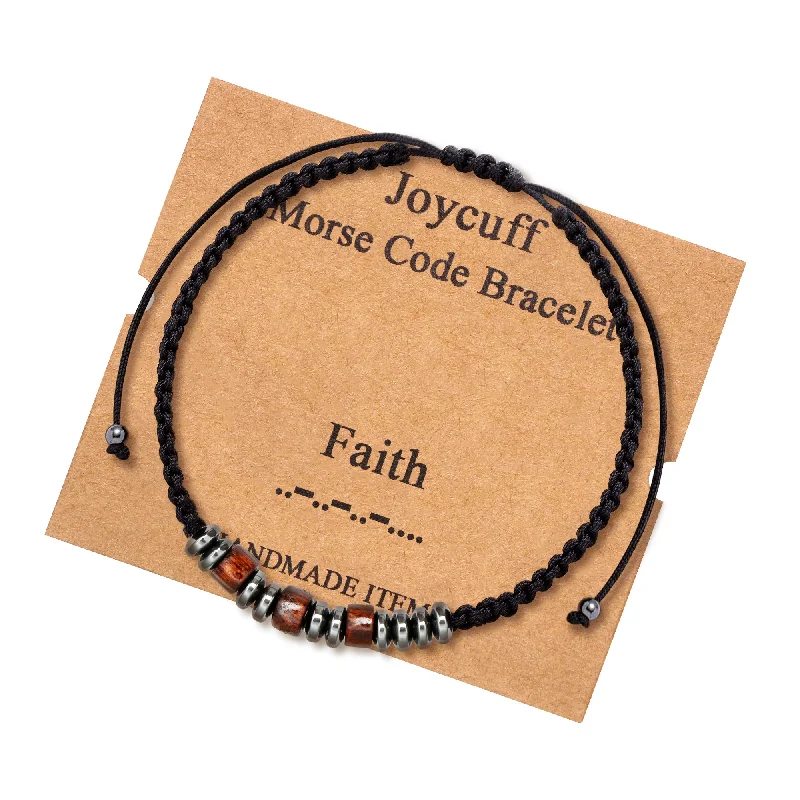 Modern gold bangle bracelets for ladies -Faith Morse Code Bracelet for Women Inspirational Gift for Her