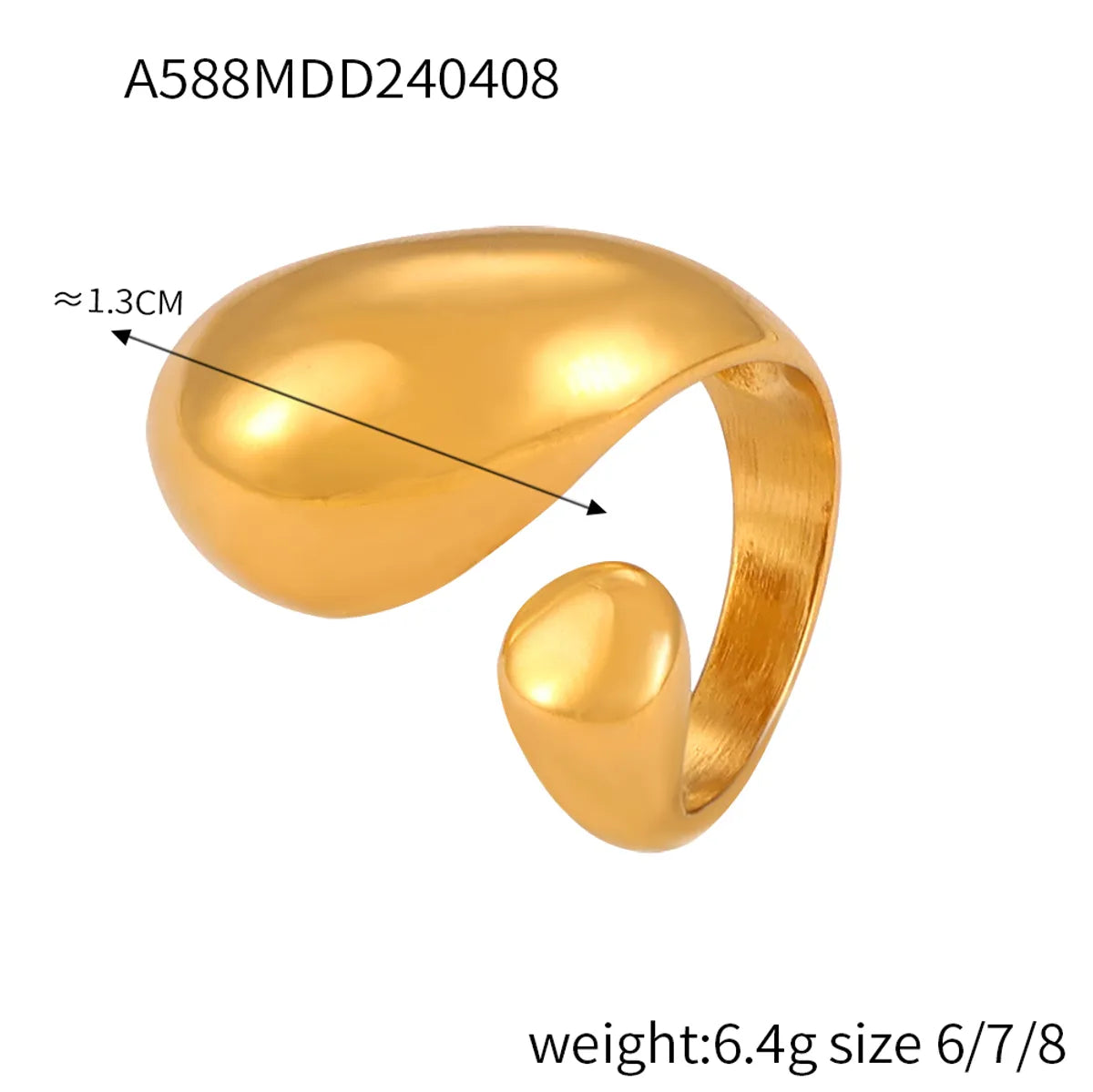 Open Water Drop Gold Ring