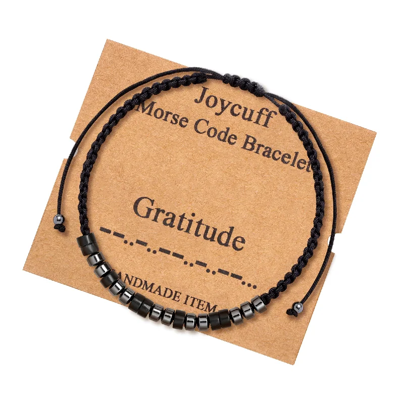 Ladies onyx bracelets -Gratitude Morse Code Bracelet for Women Inspirational Gift for Her