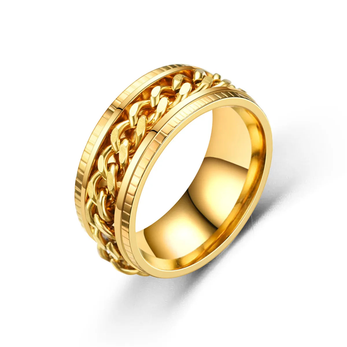 Embossed Chain Ring Gold