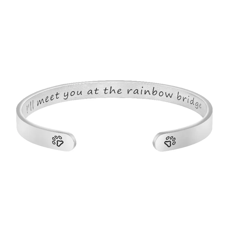 Bold statement bracelets for ladies -I'll Meet You At The Rainbow Bridge | Dog Memorial Bangle