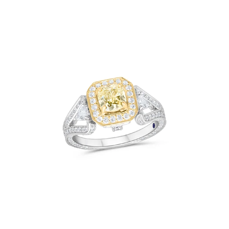 ladies rings with citrine yellow -Diamond Ring - 03818