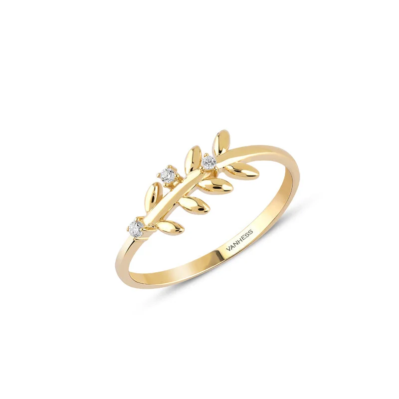 ladies rings with crystal sparkle -Olive Branch Ring