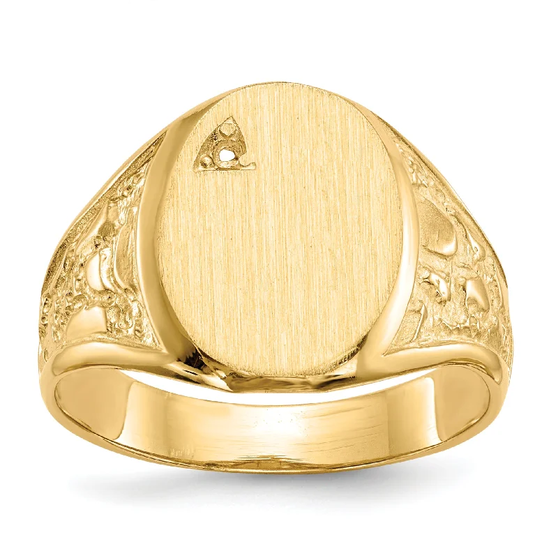 ladies rings for gifting ideas -14K Yellow Gold 15.0X11.0mm Open Back Diamond Men'S Signet Ring Mounting