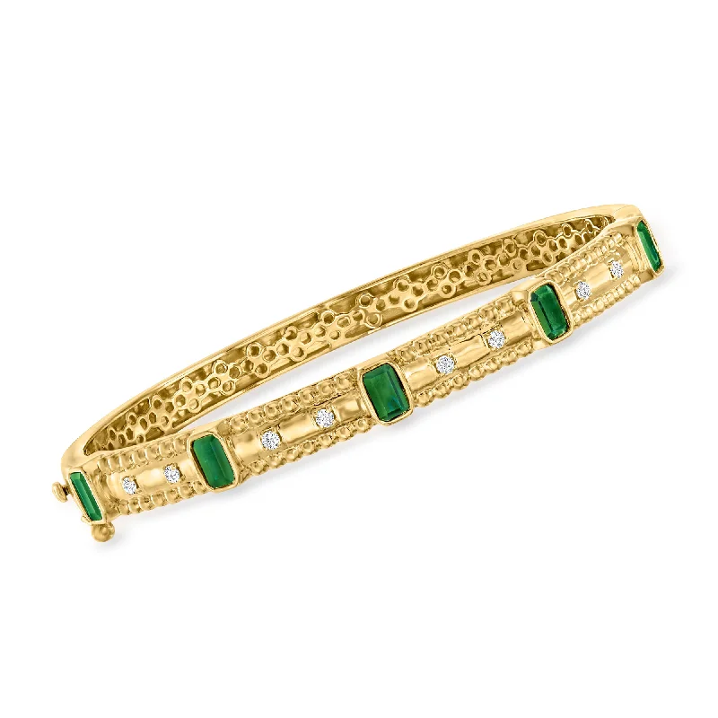 Ladies colorful beaded bracelets -Ross-Simons Emerald and . Diamond Bangle Bracelet in 18kt Gold Over Sterling