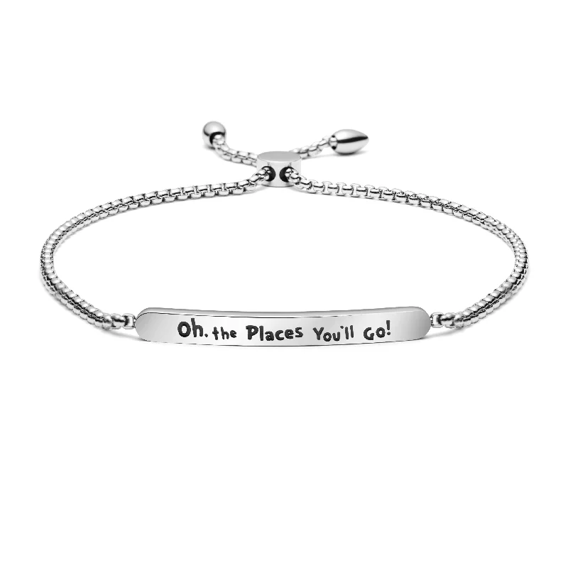 Classic pearl cuff bracelets for ladies -Oh! The Places You'll Going Adjustable Chain Link Bracelet