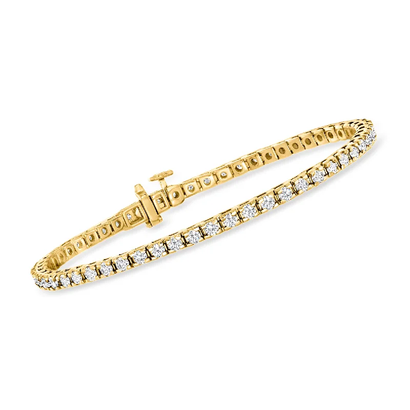 Dainty chain bracelets for women -Ross-Simons Diamond Tennis Bracelet in 18kt Gold Over Sterling