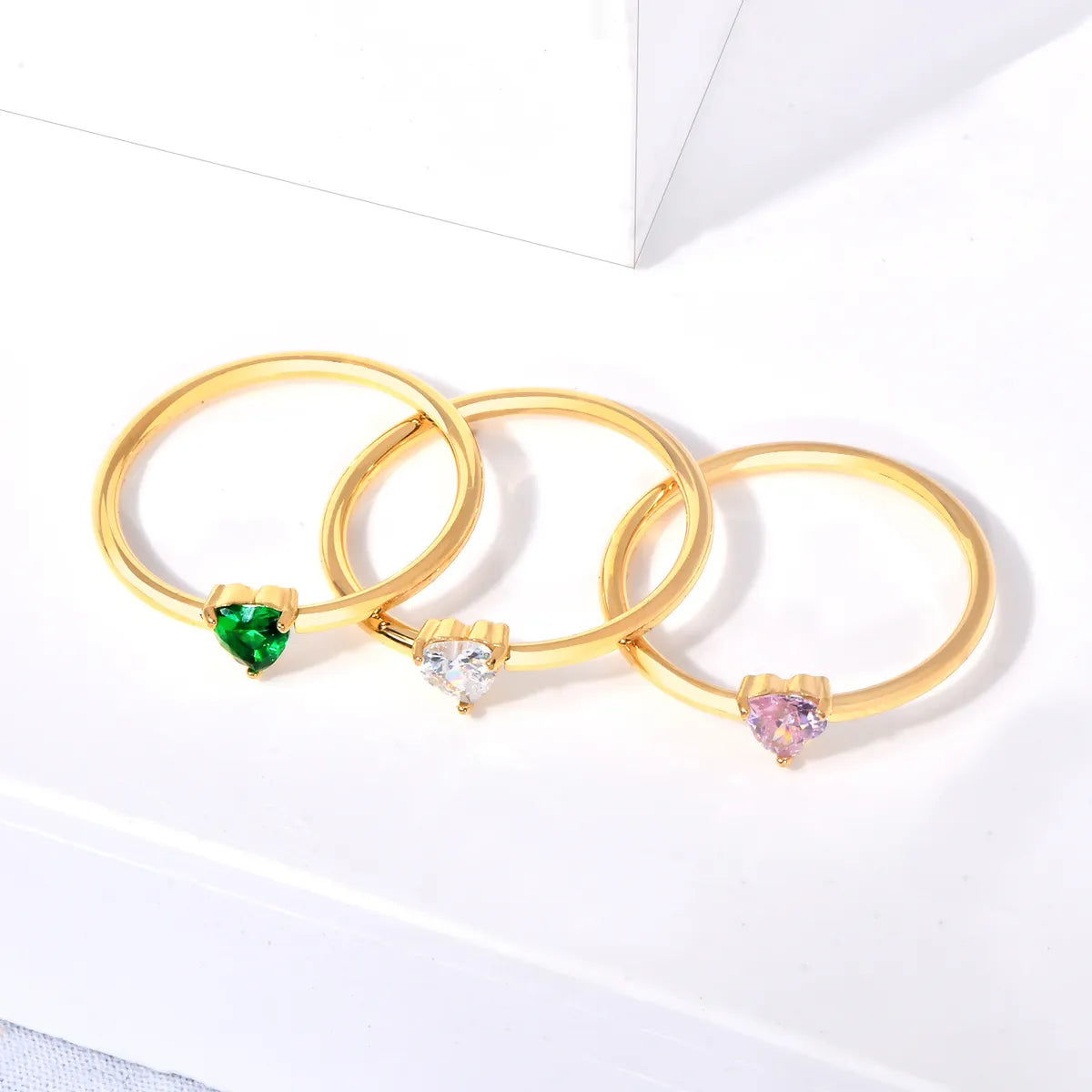 ladies rings with engraving detail -Wholesale Jewelry IG Style Simple Style Heart Shape 304 Stainless Steel Rhinestones 18K Gold Plated Inlay Rings