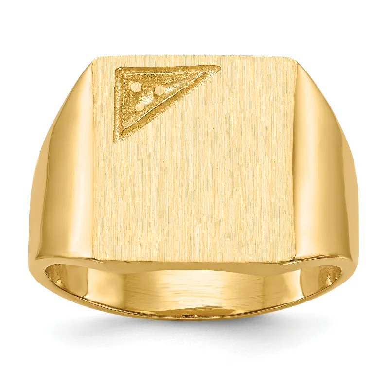 ladies rings art deco flair -14K Yellow Gold 14.0X13.0mm Closed Back Diamond Men'S Signet Ring Mounting