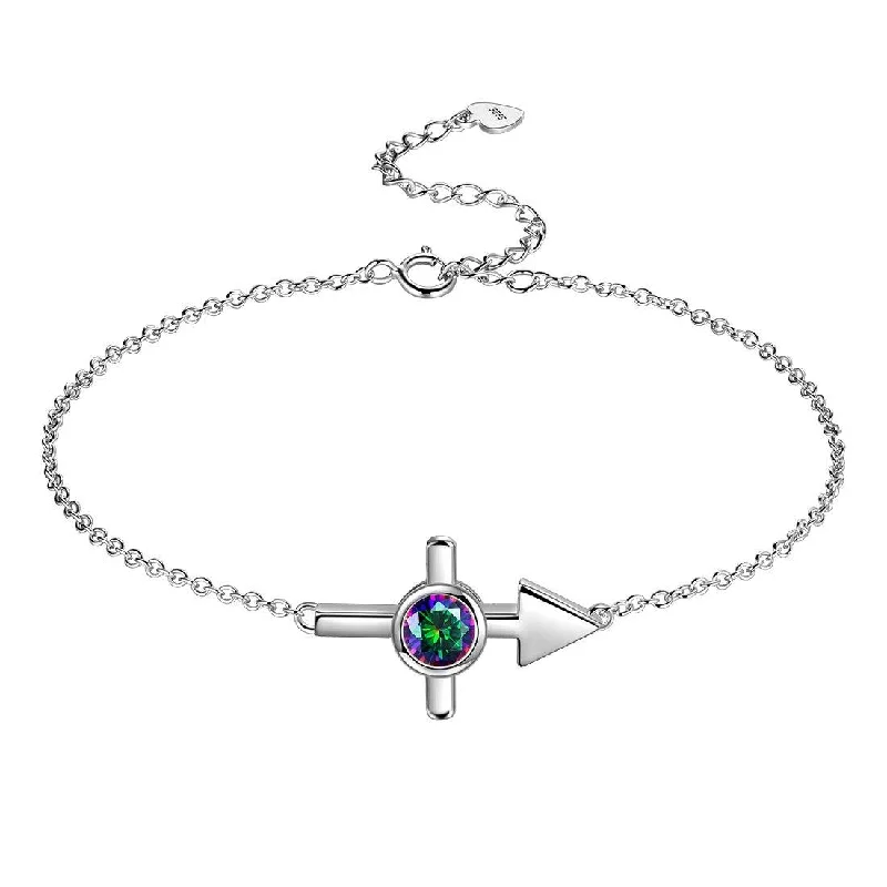 Ladies sterling silver bracelets -Sagittarius Bracelet Women Girls Jewelry Birthday Gift Mystic Topaz Sterling Silver