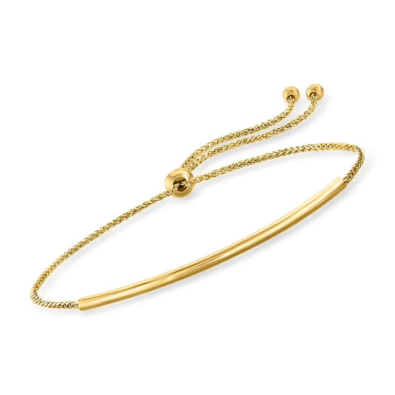 Dainty tennis bracelets for women -Ross-Simons 14kt Yellow Gold Round Bar Bolo Bracelet