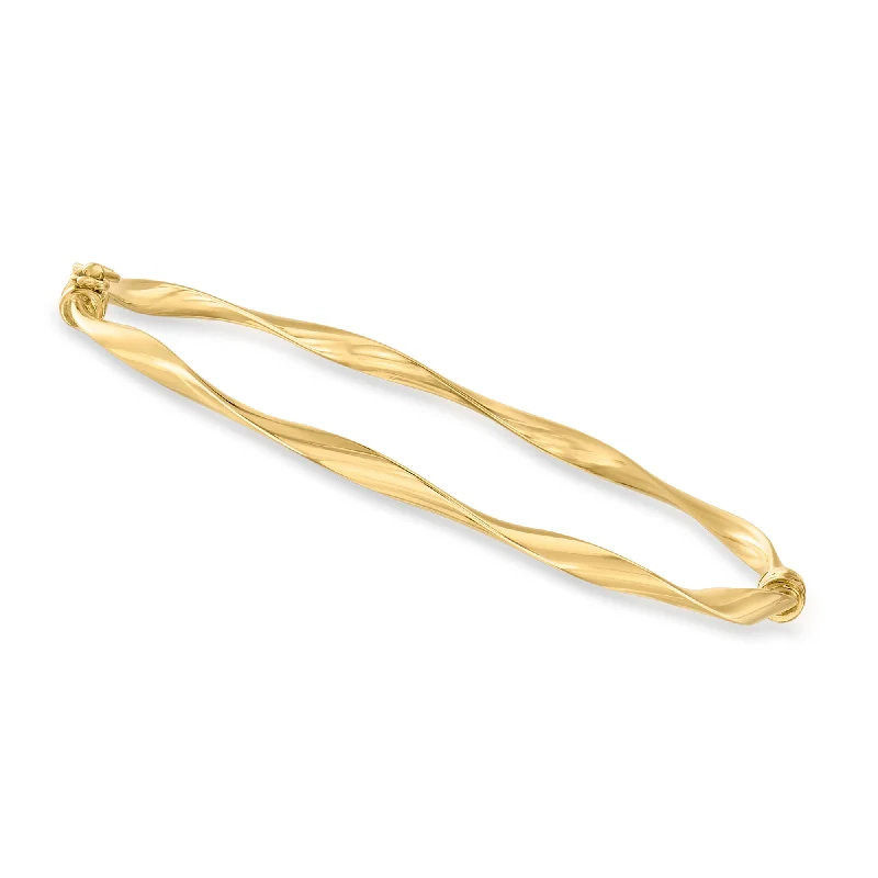 Ladies sapphire bracelets -Canaria Italian 10kt Yellow Gold Twisted Bangle Bracelet