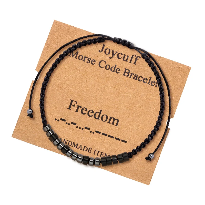 Diamond tennis bracelets for women -Freedom Morse Code Bracelet for Women Inspirational Gift for Her