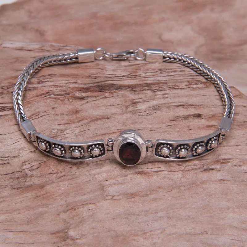 Classic pearl cuff bracelets for ladies -Cosmic Story Sterling Silver Garnet Bracelet