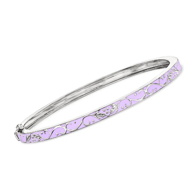 Ladies lightweight bracelets -Ross-Simons Purple Enamel Bangle Bracelet in Sterling Silver