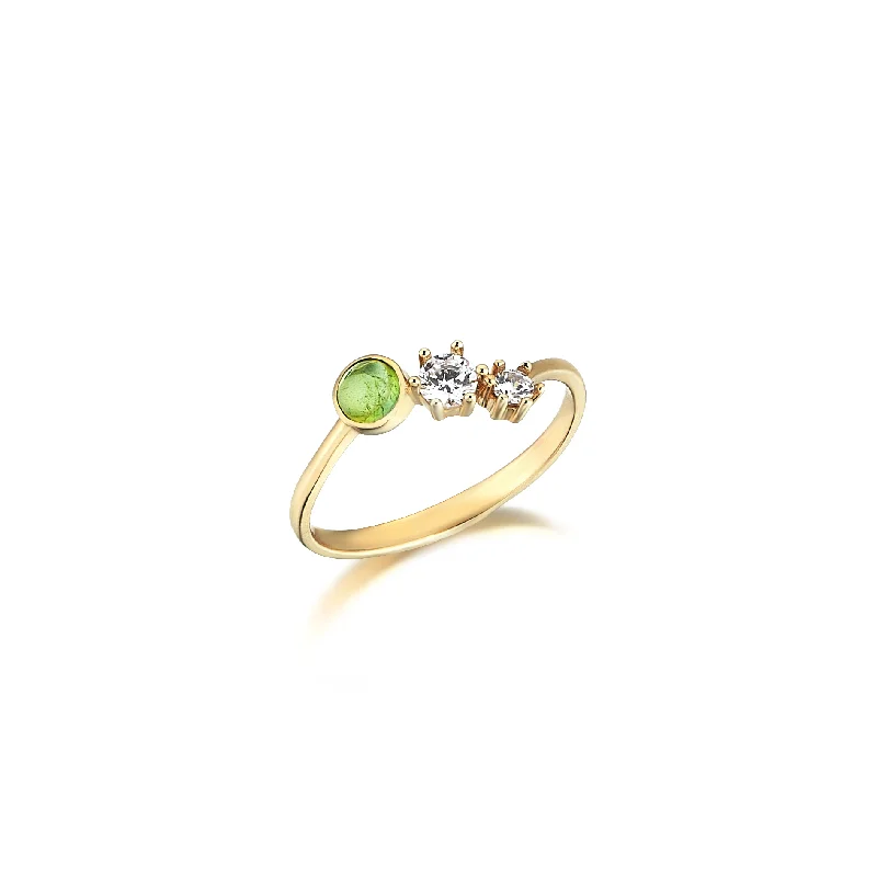 ladies rings two tone metal -Green Cocktail Ring