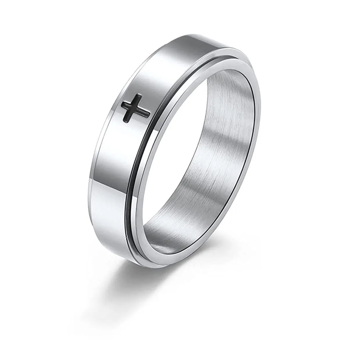 ladies rings stylish affordable -1 Piece Casual Cross Titanium Steel Rings