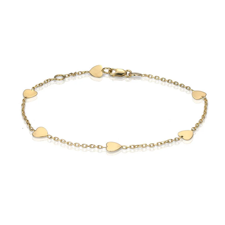 Ladies infinity bracelets -18K Yellow Gold Heart Bracelet