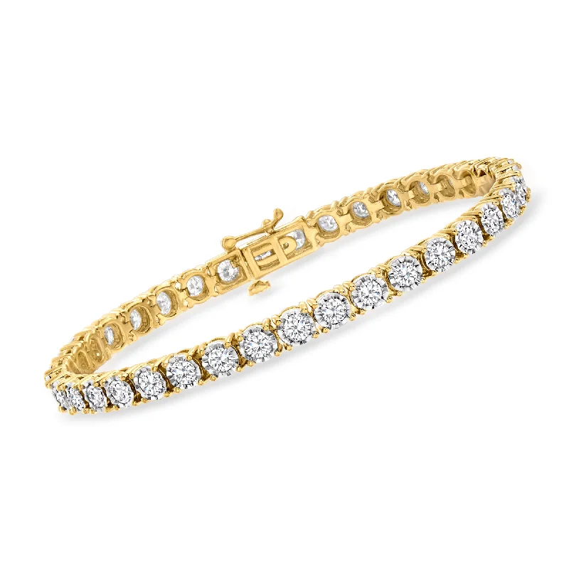 Minimalist silver bracelets for women -Ross-Simons Diamond Tennis Bracelet in 18kt Yellow Gold Over Sterling Silver