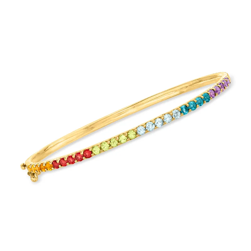 Ladies handmade bracelets -Ross-Simons Multi-Gemstone Bangle Bracelet in 18kt Gold Over Sterling