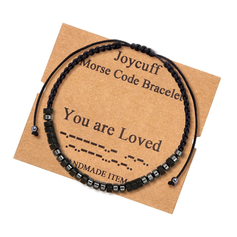 Chunky statement bracelets for women -You are Loved Inspirational Morse Code Bracelet Gift for Mom Daughter Wife Sister BFF