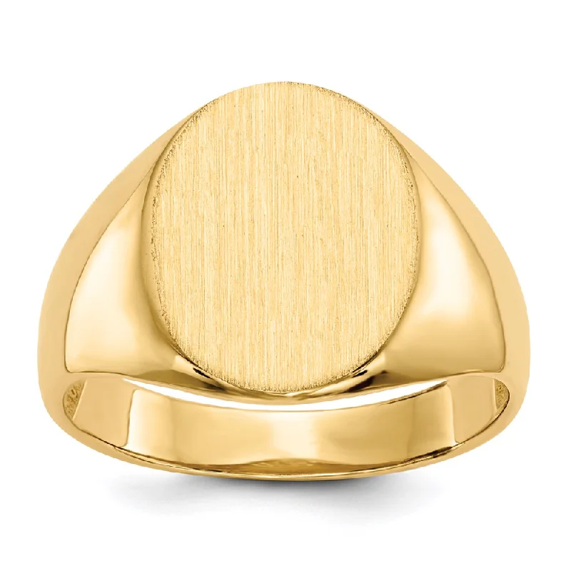 ladies rings for daily wear -10K Yellow Gold 16.0x12.5mm Open Back Men's Signet Ring