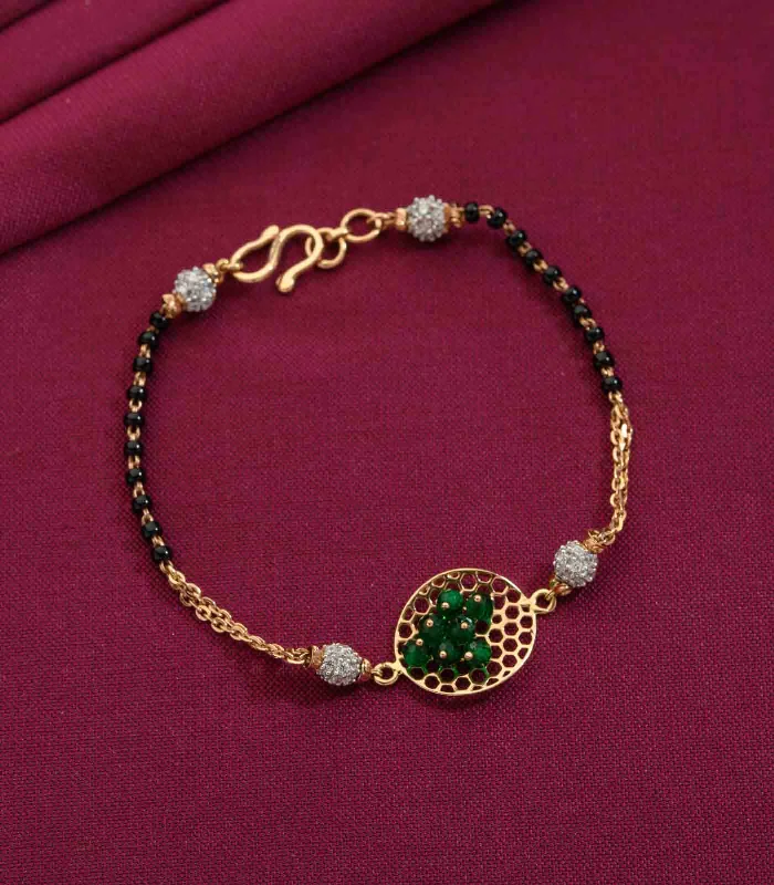 Ladies crystal bangle bracelets -Green Gemstones Mangalsutra Bracelet