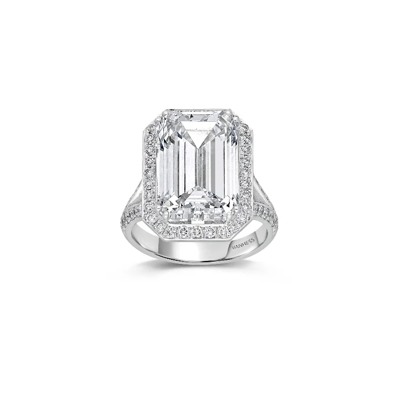 ladies rings chic modern design -Emerald Cut Ring (9.52 Carat)