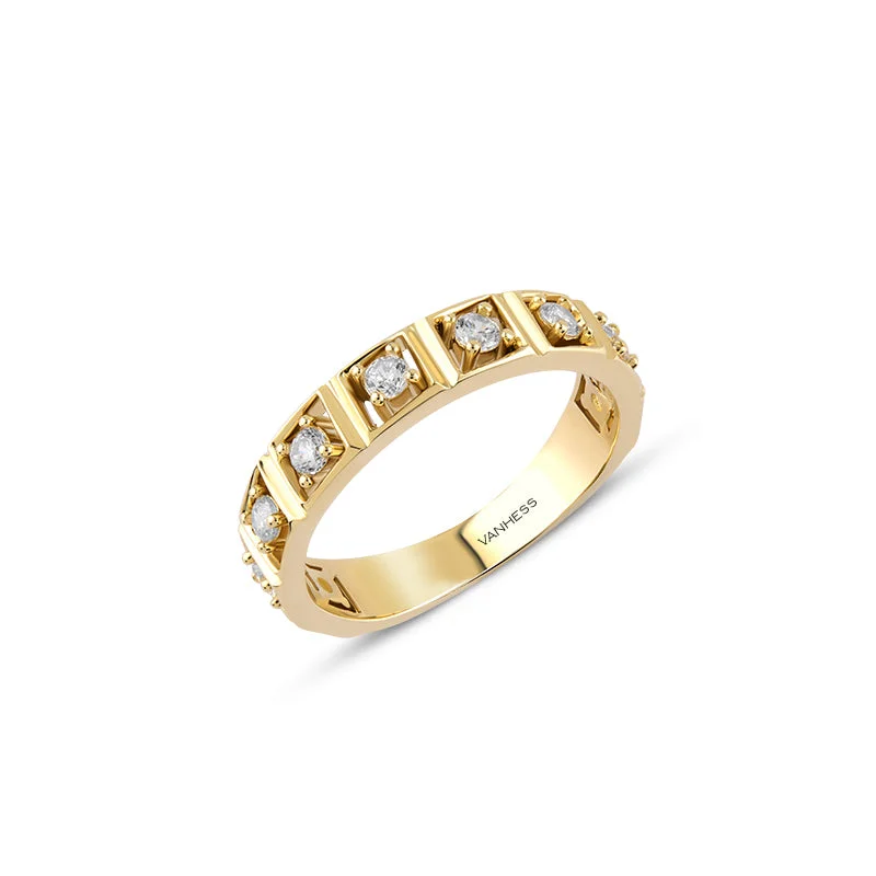 ladies rings layered stackable look -Nine-Square Diamond Ring