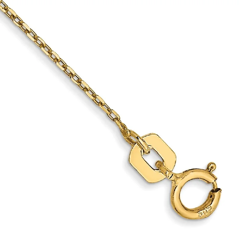 ladies rings elegant gold tone -14k Yellow Gold 0.8mm Diamond-Cut Cable with Spring Ring Clasp Chain Anklet, 10"