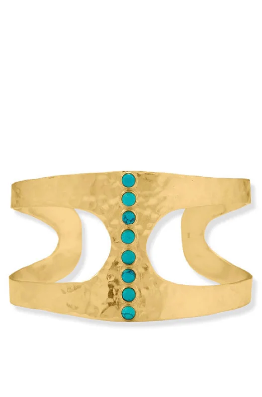 Classic diamond cuff bracelets for ladies -18k Gold Turquoise Cuff Bracelet