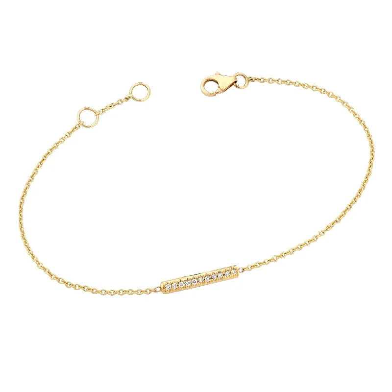 Dainty silver bracelets for women -Diamond Bar Bracelet (Small) Yellow Gold