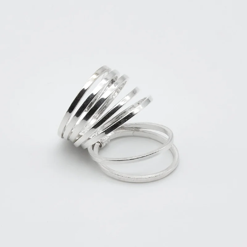 ladies rings for gifting ideas -Sleek Silver 7 Band Ring