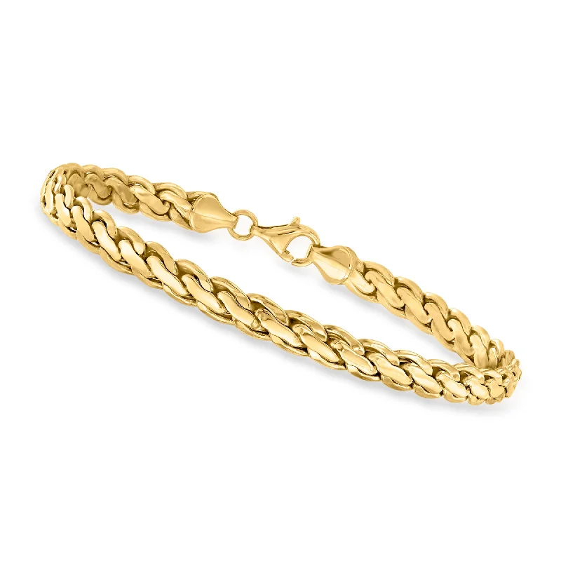 Delicate charm bracelets for ladies -Canaria 10kt Yellow Gold Curved-Link Bracelet