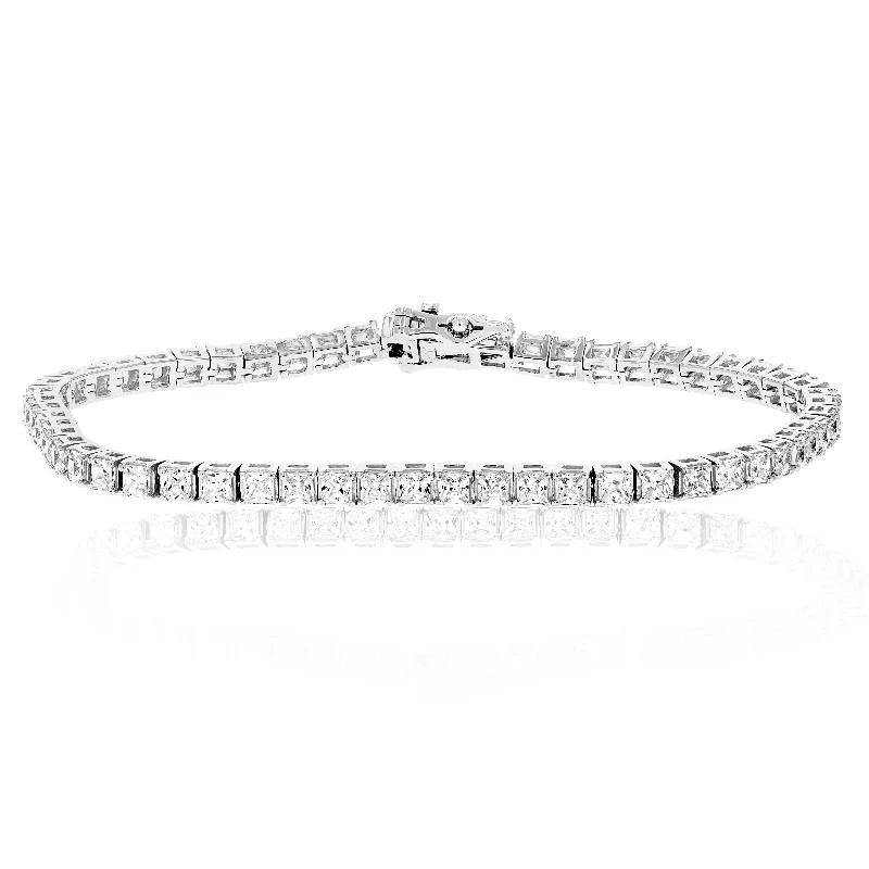 Ladies onyx bracelets -5 cttw SI2-I1 Princess Diamond Tennis Bracelet 14K White Gold 7 Inches Square