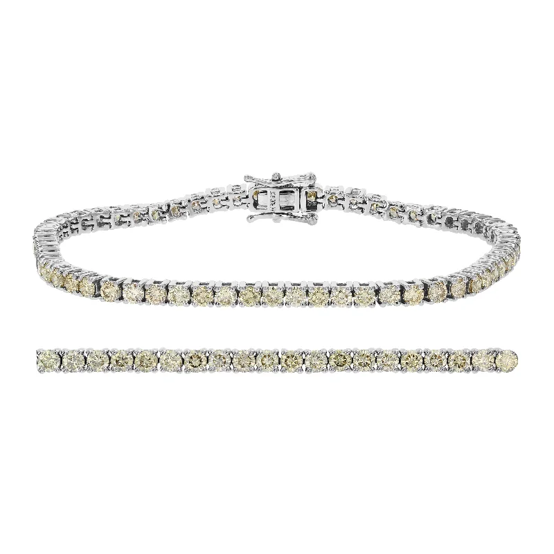 Elegant silver cuff bracelets for ladies -5 cttw Diamond Tennis Bracelet 14K White Gold Round Prong Set 7 Inch